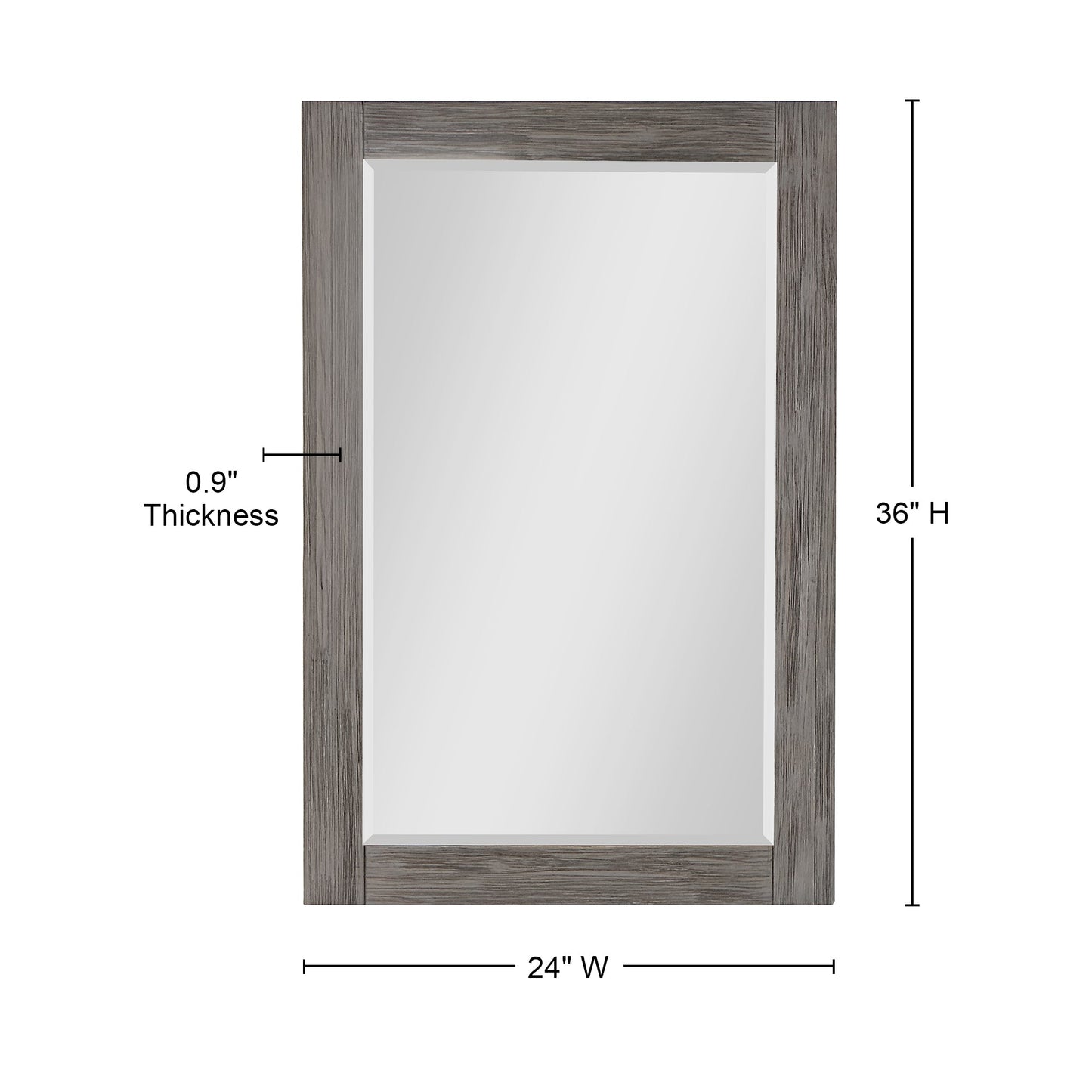 Ivy 24" Rectangular Bathroom Wood Framed Wall Mirror in Classical Grey