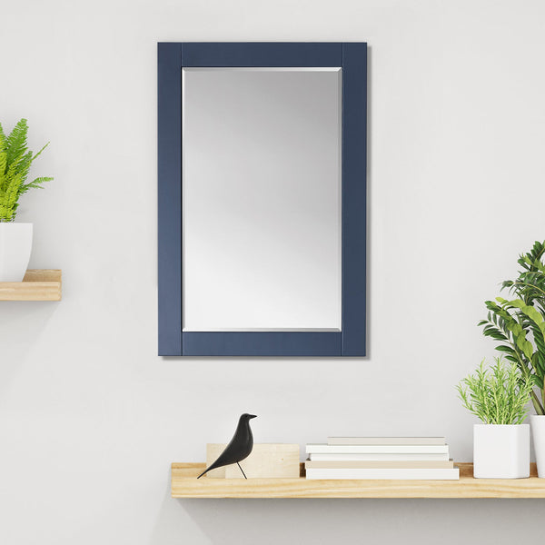 Ivy 24 Rectangular Bathroom Wood Framed Wall Mirror in Royal Blue