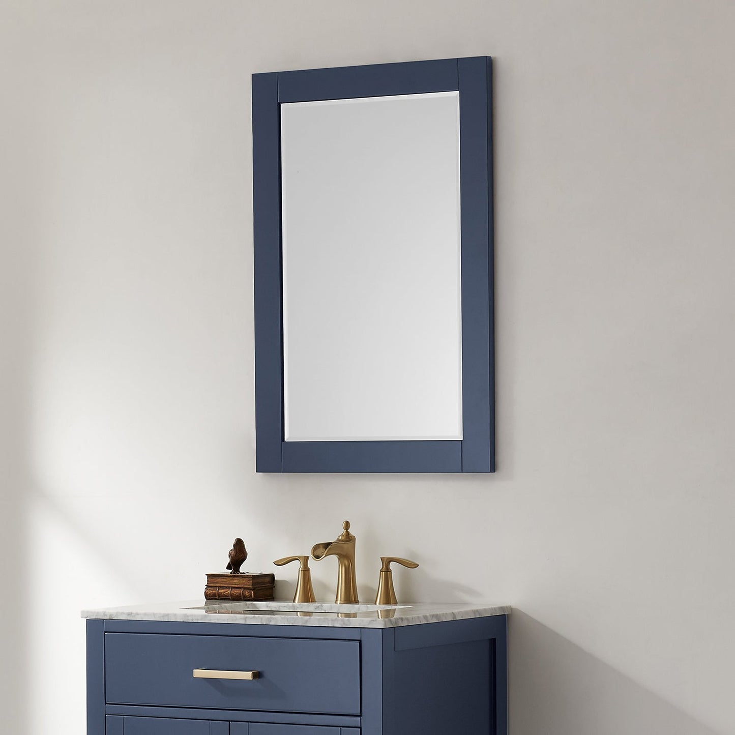 Ivy 24" Rectangular Bathroom Wood Framed Wall Mirror in Royal Blue