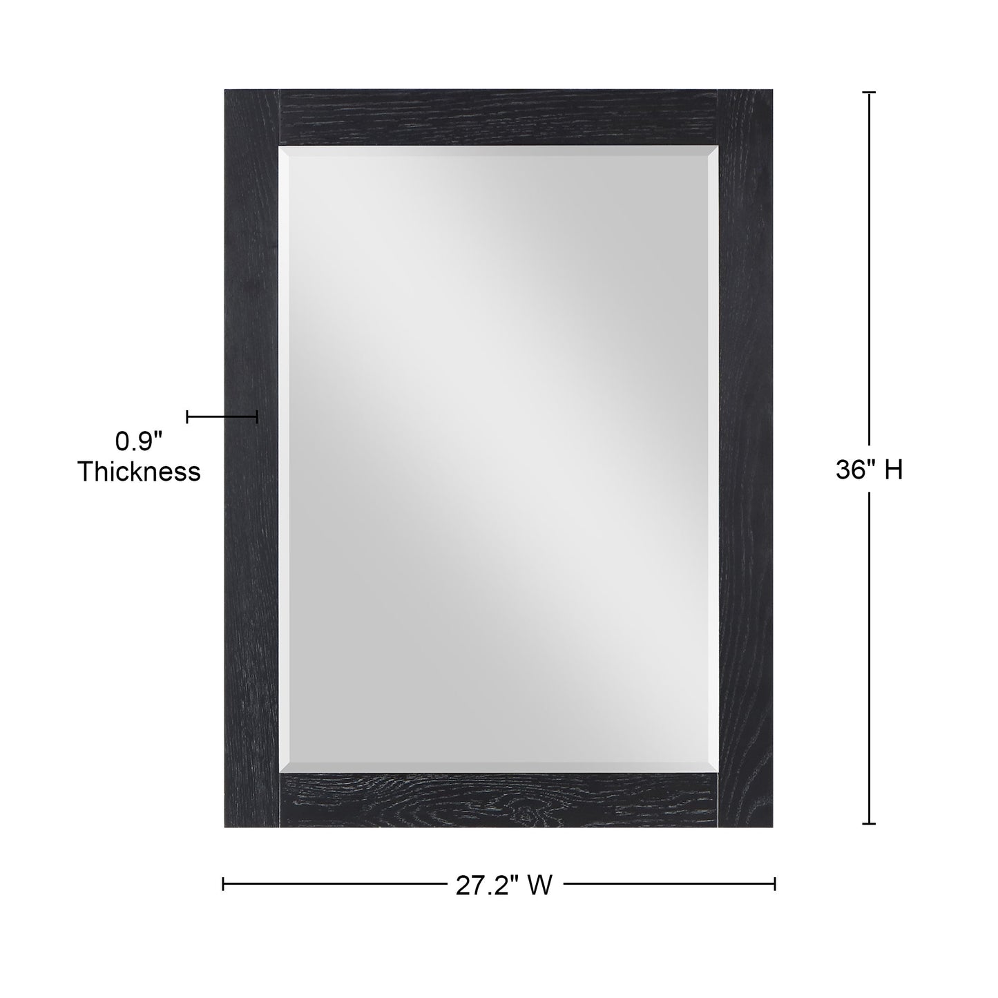 Ivy 28" Rectangular Bathroom Wood Framed Wall Mirror in Black Oak