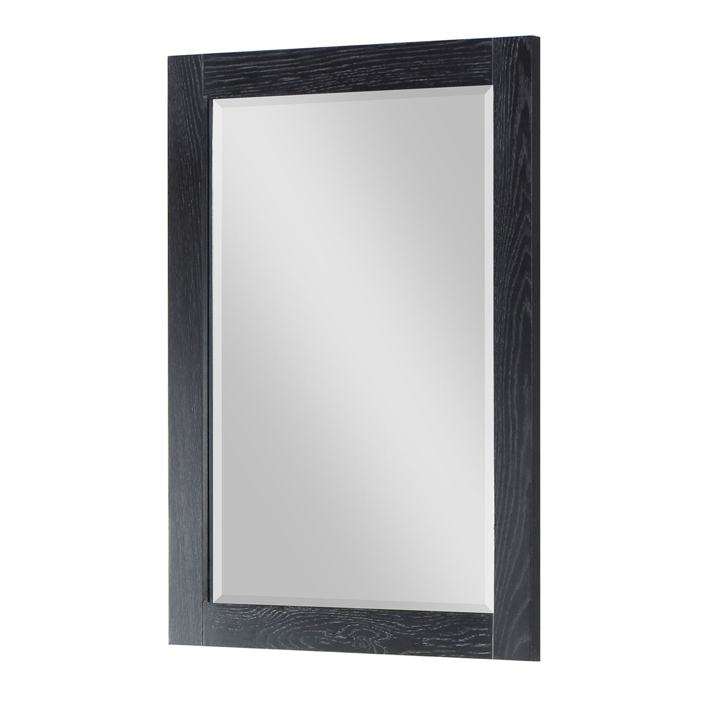 Ivy 28" Rectangular Bathroom Wood Framed Wall Mirror in Black Oak