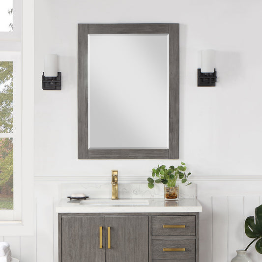 Ivy 28" Rectangular Bathroom Wood Framed Wall Mirror in Classical Grey