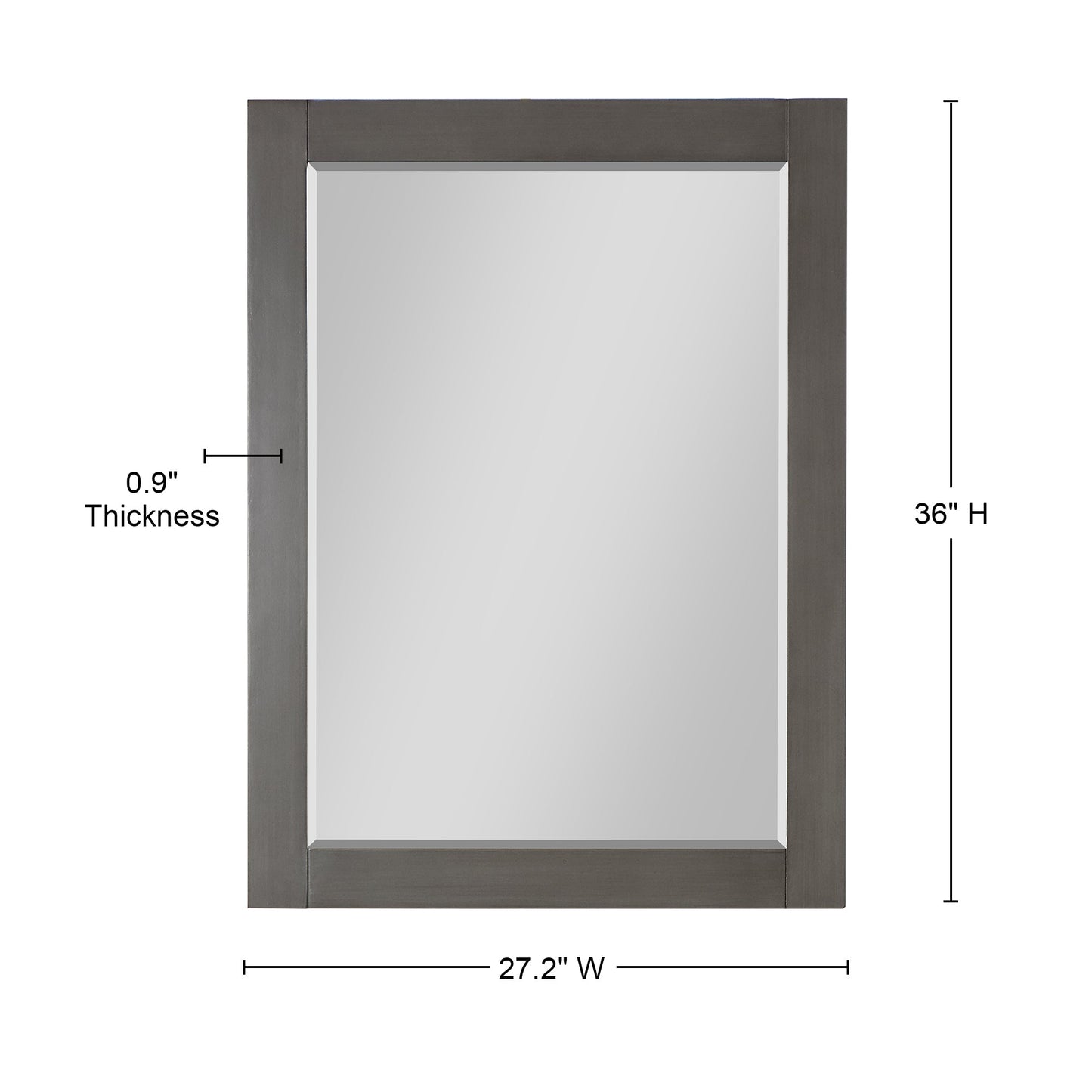 Ivy 28" Rectangular Bathroom Wood Framed Wall Mirror in Gray Pine