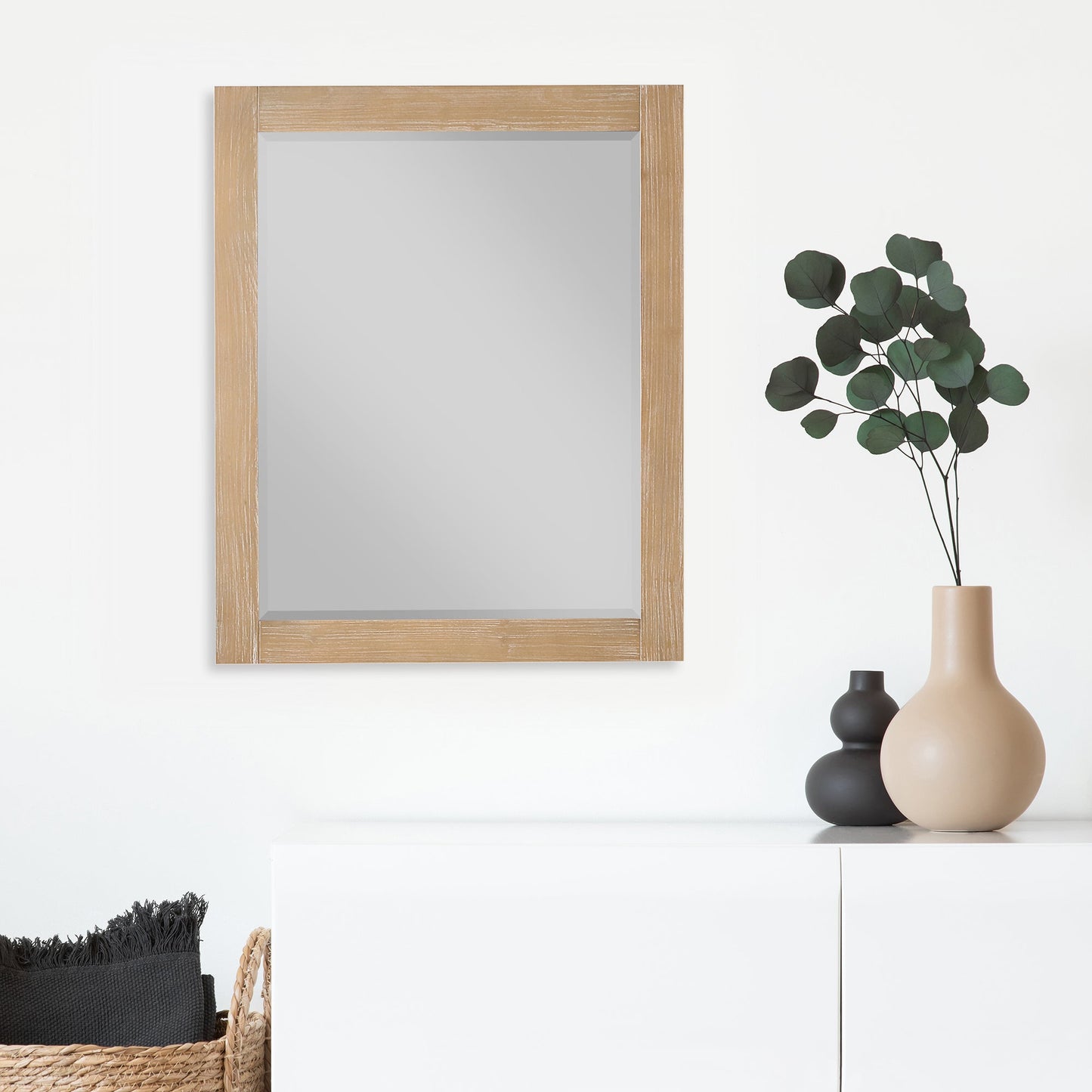 Ivy 28" Rectangular Bathroom Wood Framed Wall Mirror in Weathered Pine