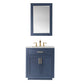 Ivy 30" Single Bathroom Vanity Set in Royal Blue and Carrara White Marble Countertop with Mirror