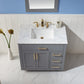 Ivy 36" Single Bathroom Vanity Set in Gray and Carrara White Marble Countertop with Mirror