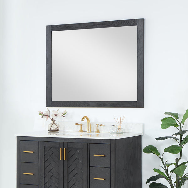 Ivy 48 Rectangular Bathroom Wood Framed Wall Mirror in Brown Oak