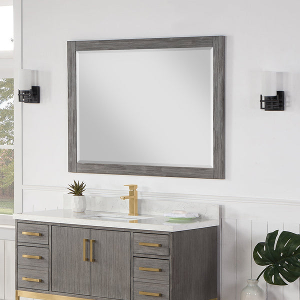 Ivy 48 Rectangular Bathroom Wood Framed Wall Mirror in Classical Grey
