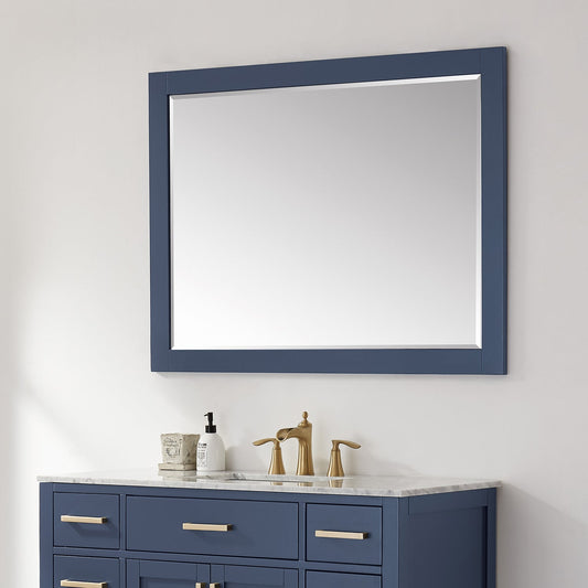 Ivy 48" Rectangular Bathroom Wood Framed Wall Mirror in Royal Blue