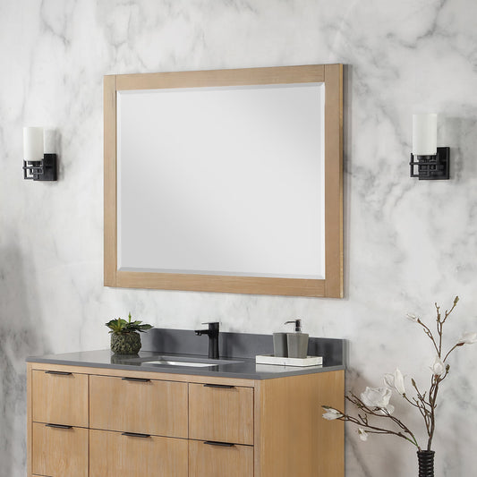 Ivy 48" Rectangular Bathroom Wood Framed Wall Mirror in Weathered Pine