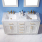 Ivy 60" Double Bathroom Vanity Set in White and Carrara White Marble Countertop with Mirror