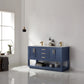 Remi 60" Double Bathroom Vanity Set in Royal Blue and Carrara White Marble Countertop without Mirror
