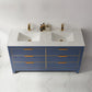 Jackson 60" Double Bathroom Vanity Set in Royal Blue and Composite Carrara White Stone Countertop without Mirror