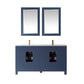 Jackson 60" Double Bathroom Vanity Set in Royal Blue and Aosta White Composite Stone Countertop with Mirror
