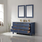 Jackson 60" Double Bathroom Vanity Set in Royal Blue and Aosta White Composite Stone Countertop with Mirror