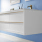 Morgan 60" Double Bathroom Vanity Set in White and Aosta White Composite Stone Countertop with Mirror