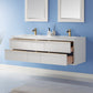 Morgan 60" Double Bathroom Vanity Set in White and Aosta White Composite Stone Countertop with Mirror