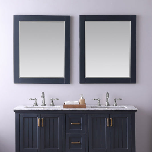 Maribella 28" Rectangular Bathroom Wood Framed Wall Mirror in Classic Blue
