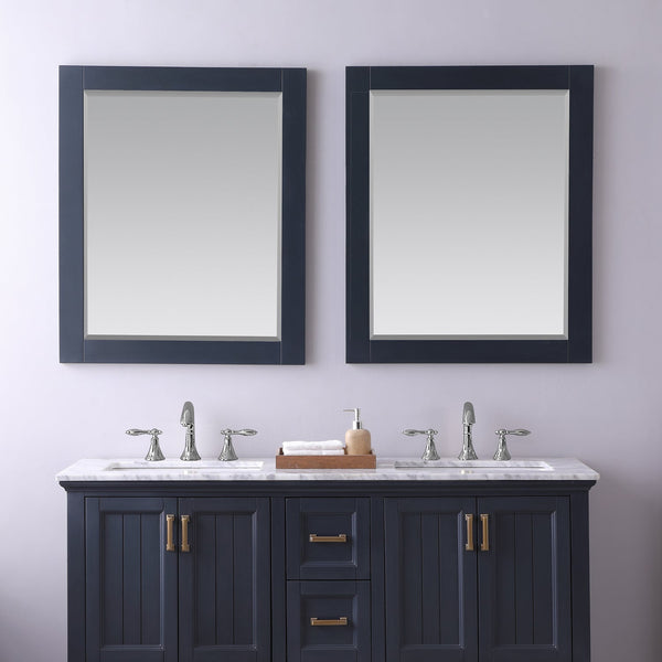 Maribella 28 Rectangular Bathroom Wood Framed Wall Mirror in Classic Blue