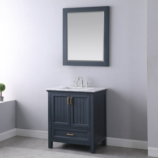 Maribella 28" Rectangular Bathroom Wood Framed Wall Mirror in Classic Blue