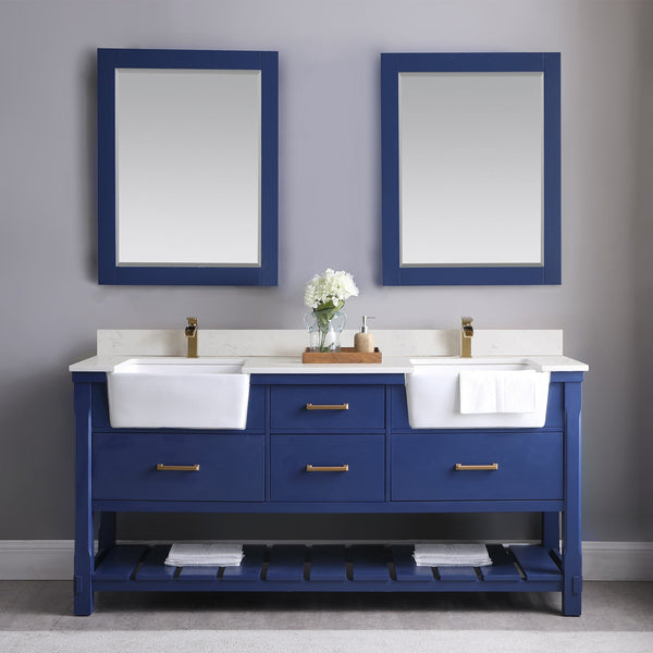 Maribella 28 Rectangular Bathroom Wood Framed Wall Mirror in Jewelry Blue