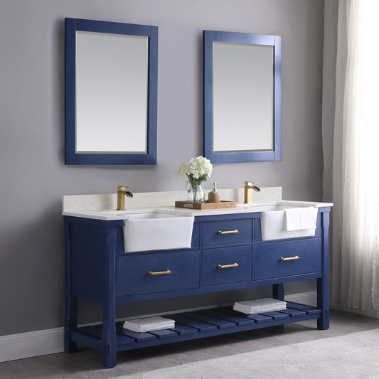 Maribella 28" Rectangular Bathroom Wood Framed Wall Mirror in Jewelry Blue