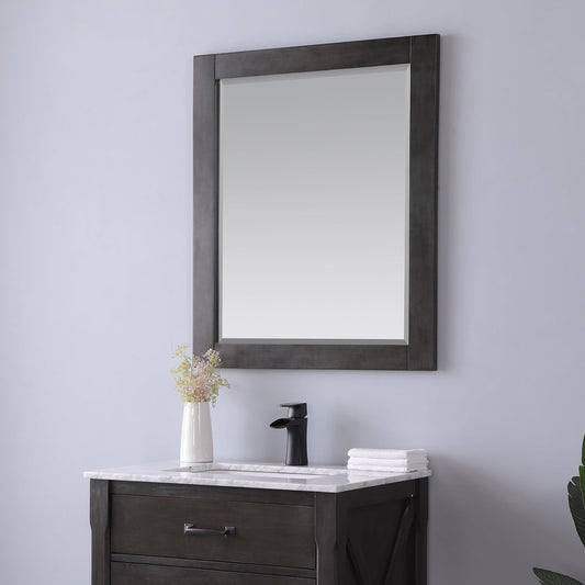 Maribella 28" Rectangular Bathroom Wood Framed Wall Mirror in Rust Black