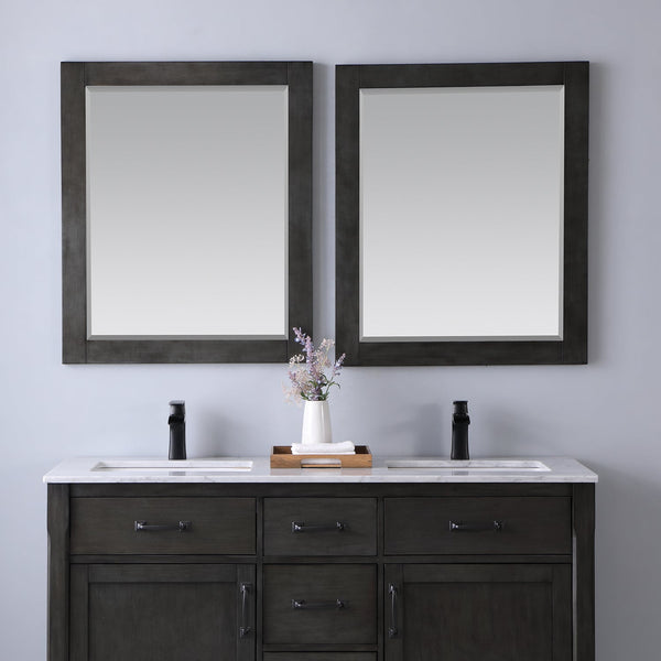 Maribella 28 Rectangular Bathroom Wood Framed Wall Mirror in Rust Black