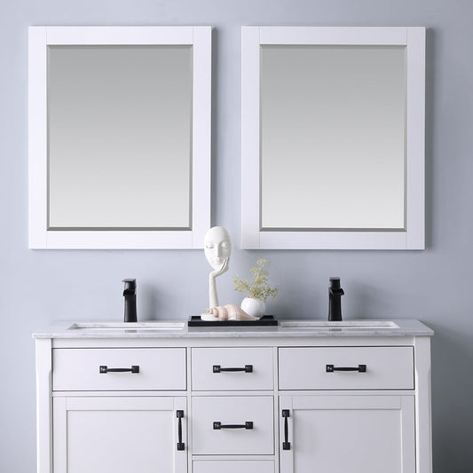 Maribella 28" Rectangular Bathroom Wood Framed Wall Mirror in White