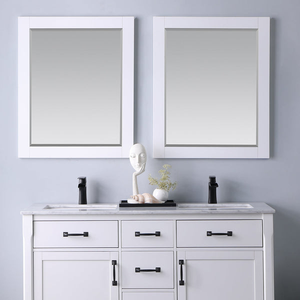 Maribella 28 Rectangular Bathroom Wood Framed Wall Mirror in White