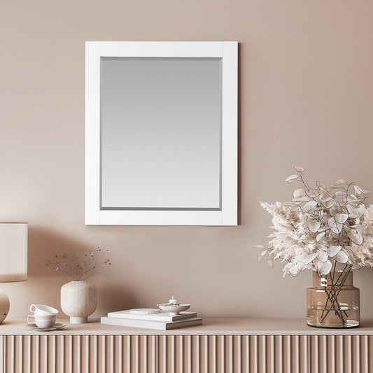 Maribella 28" Rectangular Bathroom Wood Framed Wall Mirror in White