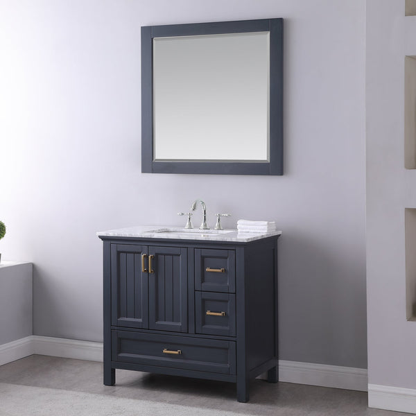 Maribella 34 Rectangular Bathroom Wood Framed Wall Mirror in Classic Blue