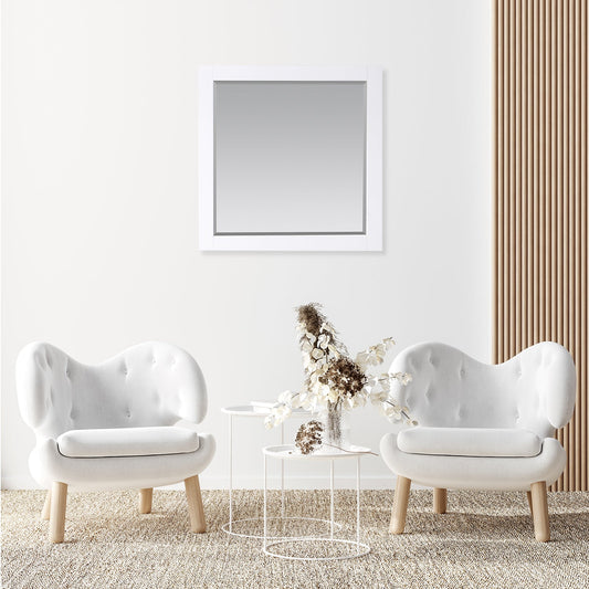 Maribella 34" Rectangular Bathroom Wood Framed Wall Mirror in White