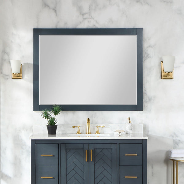 Maribella 48 Rectangular Bathroom Wood Framed Wall Mirror in White