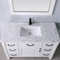 Maribella 48" Single Bathroom Vanity Set in White and Carrara White Marble Countertop with Mirror