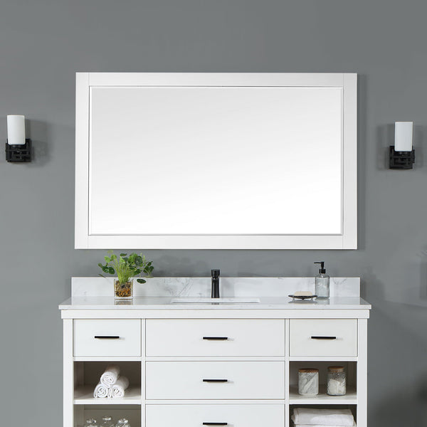 Maribella 58 Rectangular Bathroom Wood Framed Wall Mirror in White