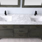 Maribella 72" Double Bathroom Vanity Set in Rust Black and Carrara White Marble Countertop without Mirror