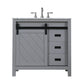 Kinsley 36" Single Bathroom Vanity Set in Gray and Carrara White Marble Countertop without Mirror