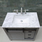 Kinsley 36" Single Bathroom Vanity Set in Gray and Carrara White Marble Countertop without Mirror