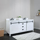 Kinsley 72" Double Bathroom Vanity Set in White and Carrara White Marble Countertop without Mirror