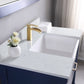 Georgia 36" Single Bathroom Vanity Set in Jewelry Blue and Composite Carrara White Stone Top with White Farmhouse Basin without Mirror
