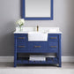 Georgia 48" Single Bathroom Vanity Set in Jewelry Blue and Composite Carrara White Stone Top with White Farmhouse Basin without Mirror