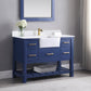 Georgia 48" Single Bathroom Vanity Set in Jewelry Blue and Composite Carrara White Stone Top with White Farmhouse Basin without Mirror