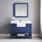 Georgia 48" Single Bathroom Vanity Set in Jewelry Blue and Composite Carrara White Stone Top with White Farmhouse Basin with Mirror
