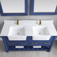 Georgia 60" Double Bathroom Vanity Set in Jewelry Blue and Composite Carrara White Stone Top with White Farmhouse Basin without Mirror