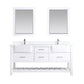 Georgia 72" Double Bathroom Vanity Set in White and Composite Carrara White Stone Top with White Farmhouse Basin with Mirror