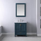 Isla 30" Single Bathroom Vanity Set in Classic Blue and Carrara White Marble Countertop with Mirror