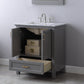 Isla 30" Single Bathroom Vanity Set in Gray and Carrara White Marble Countertop with Mirror