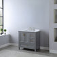 Isla 36" Single Bathroom Vanity Set in Gray and Carrara White Marble Countertop without Mirror