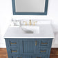Isla 42" Single Bathroom Vanity Set in Classic Blue and Composite Carrara White Stone Countertop with Mirror